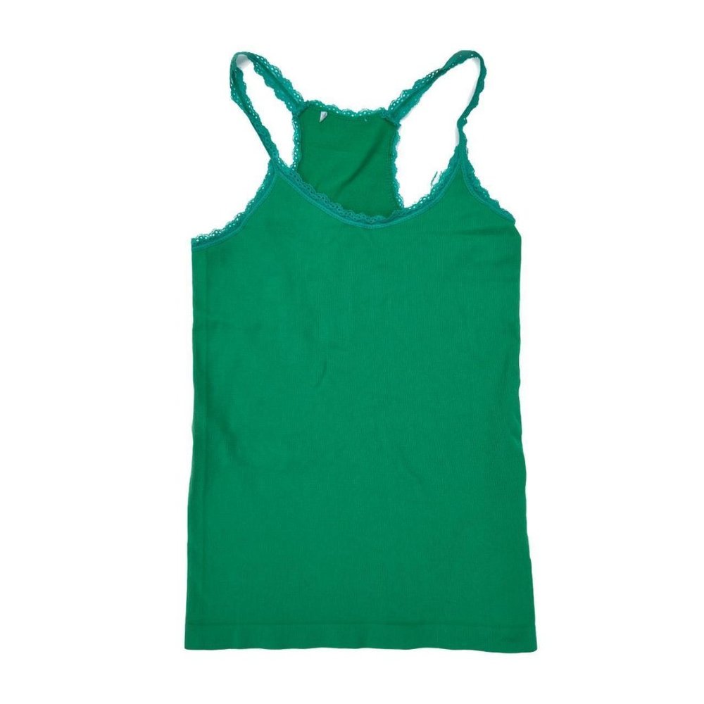 🍀 Embrace the Charm of Shamrock Green Cami with Lace Trim 🍀